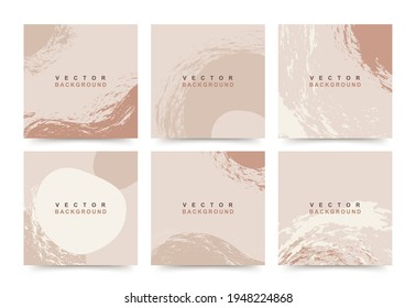 Set of abstract  minimal trendy square template  with space for text.  Contemporary vector Illustration for greeting cards, posters, invitation,banners, social media stories wallpapers and post