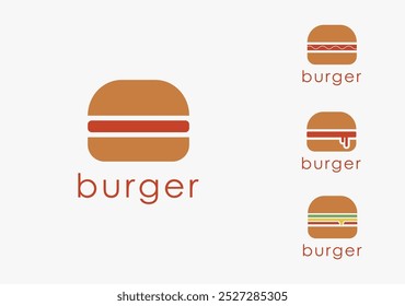 Set of Abstract minimalist burger logo icon vector template on white background
