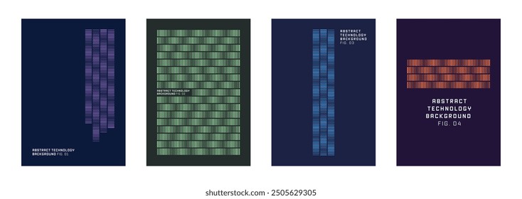 Set of abstract minimalist data technology backgrounds. Vector design elements for web, flyer, poster, stationery, apps, cover.
