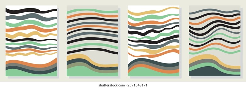 Set of abstract minimalist digital artwork illustrations for wall decoration, postcard, poster, brochure cover design and others.