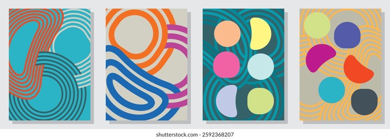 Set of abstract minimalist digital artwork illustrations for wall decoration, postcard, poster, brochure cover design and others.
