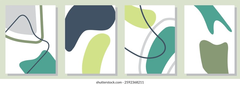 Set of abstract minimalist digital artwork illustrations for wall decoration, postcard, poster, brochure cover design and others.
