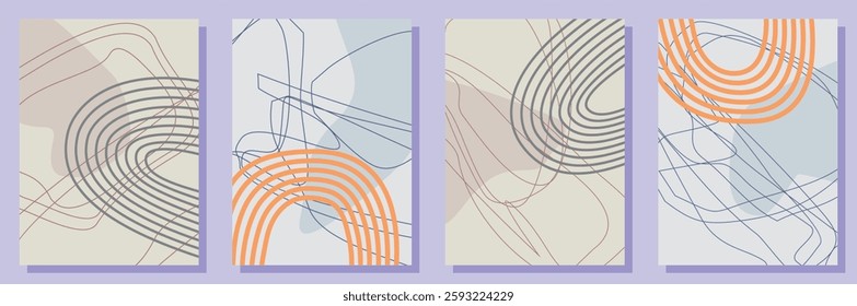 Set of abstract minimalist digital artwork illustrations for wall decoration, postcard, poster, brochure cover design and others.
