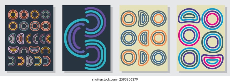 Set of abstract minimalist digital artwork illustrations for wall decoration, postcard, poster, brochure cover design and others.
