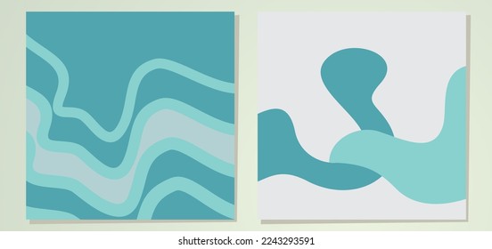 Set of abstract minimalist digital painted illustrations for wall decoration, postcard, background or brochure cover design. 
