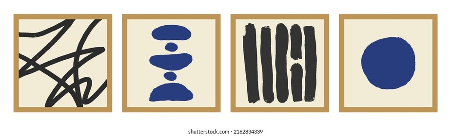Ilustración sintética y abstracta con pinturas a mano para la decoración de paredes, postales o folletos. Ilustración vectorial de moda, diseño plano, caricatura. Todos los elementos están aislados.