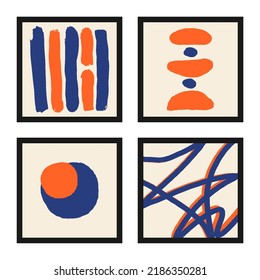 Set, abstract minimalist hand painted illustration for wall decoration, postcard or brochure design. Fashion vector illustration, flat design, cartoon. All elements are isolated.