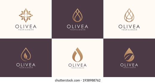 set of abstract minimalist oil with line concept logo design
