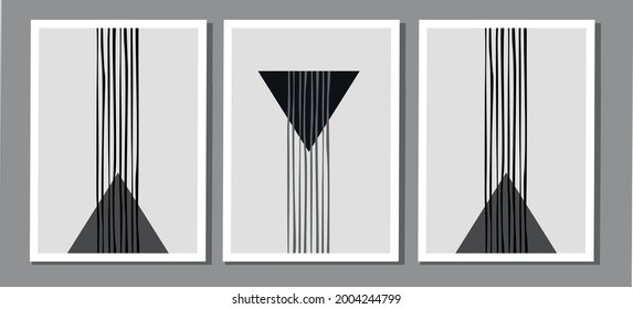 
Set of abstract, minimalist posters with geometric shapes and lines for office or home interior