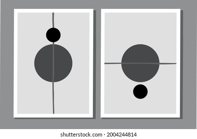 
Set of abstract, minimalist posters with geometric shapes and lines for office or home interior
