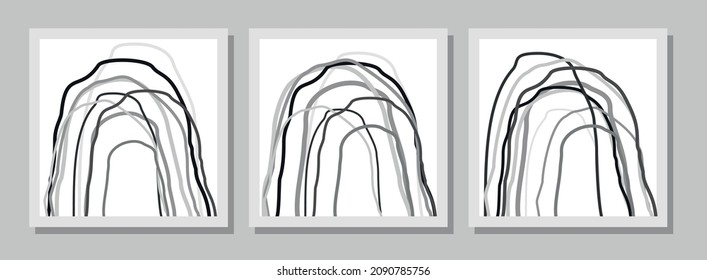 set of abstract minimalist posters with lines