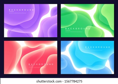 Set of abstract minimalist vector backgrounds with liquid bubble shapes.