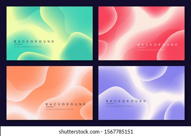 Set of abstract minimalist vector backgrounds with liquid bubble shapes.