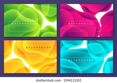 Set of abstract minimalist vector backgrounds with liquid bubble shapes.