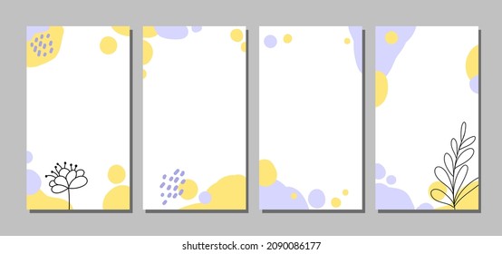 Set of abstract minimalistic backgrounds. Vertical trending background for social media, design templates, brochures.