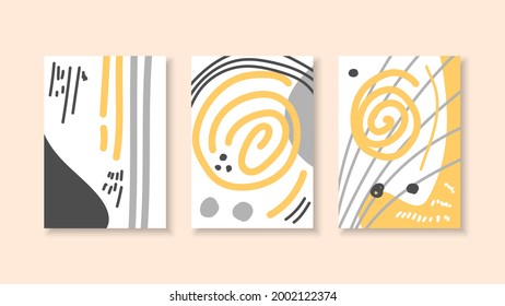 Set Abstract Minimalistic Collection Contemporary Vector Geometric Shapes Desgin Elements Posters Yellow Black White For Print, Cover, Invitation, Greeting Card Brochure Wallpaper Wall Art