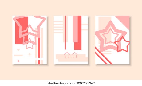 Set Abstrakte minimalistische Kollektion Zeitgenössische geometrische Formen Design Elemente Plakate rot Weiß für Print, Cover, Einladung, Grußkartenbroschüre Tapete Kunst