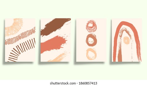 Set of abstract minimalistic typography with hand drawn shapes design for poster, flyer, brochure cover, or other printing products. Vector illustration.