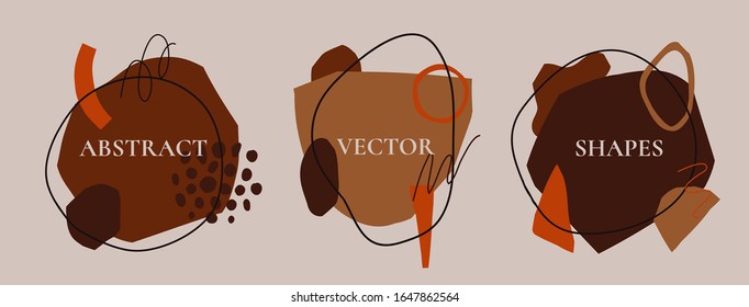 Set of abstract modern artistic minimal background design template for social media posts stories bloggers content. Geometric abstract shapes layout vector illustration for advertising, branding