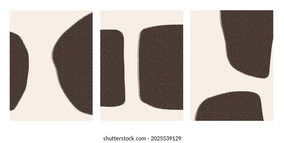 Set of abstract modern artwork. Minimal boho illustration. Contemporary vector design background for wall decor, cover, brochure, social media banner, promotion placard, postcard.