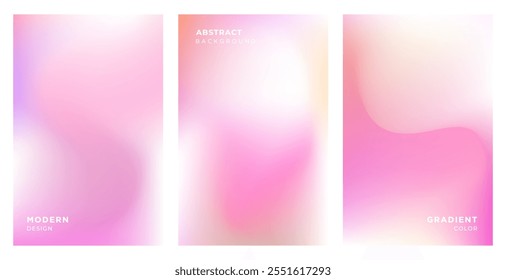 Set of abstract modern background of gradient mesh. Blurred abstract pink colored soft background. Colorful gradient for covers, wallpapers, branding, social media template