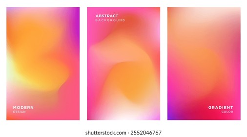 Set of abstract modern background of gradient mesh. Blurred abstract colored orange background. Colorful gradient for covers, wallpapers, branding, social media template