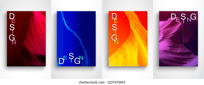 Set of Abstract modern backgrounds. Modern colorful flow vector design template. Future geometric gradient background. Set of 4 Vector templates for placards, banners, flyers, presentations in A4.