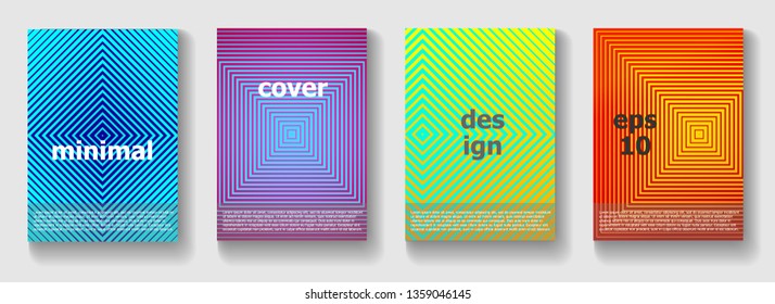 Conjunto de fondos o cubiertas abstractas y modernas. Formas y líneas geométricas. Gradiente colorido. Vector Eps10.