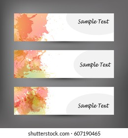 Set of abstract modern banner. Rainbow banners watercolor. Modern design banners for business. Simple banners. Vector illustration