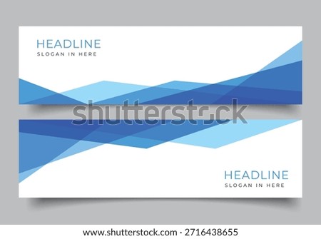set of Abstract modern blue geometric triangle web banner horizontal design template background