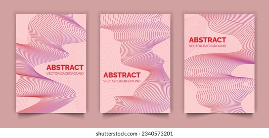 Set of abstract modern book covers design, red lines vector background, minimal template design for cover or web
