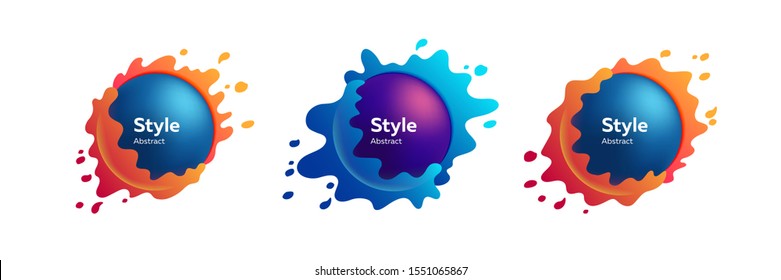 Set of abstract modern compositions. Geometrical colored forms and lines. Gradient abstract banners with flowing liquid shapes. Trendy design for banners, flyers, presentation slides