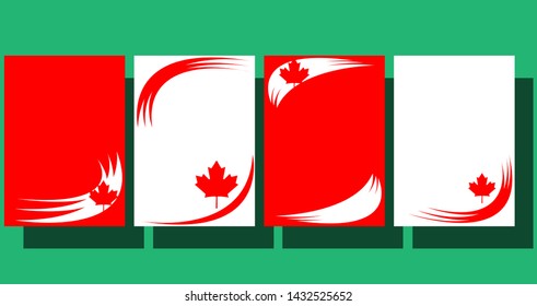 Set of abstract modern cover design with pictures of leaf emblem of the flag of Canada . Cover design template for decoration, brochure, catalogue, poster, book, magazine presentation etc.