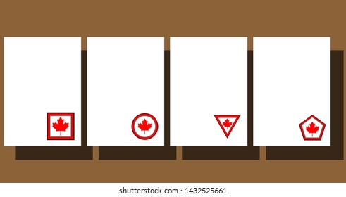 Set of abstract modern cover design with pictures of leaf emblem of the flag of Canada . Cover design template for decoration, brochure, catalogue, poster, book, magazine presentation etc.