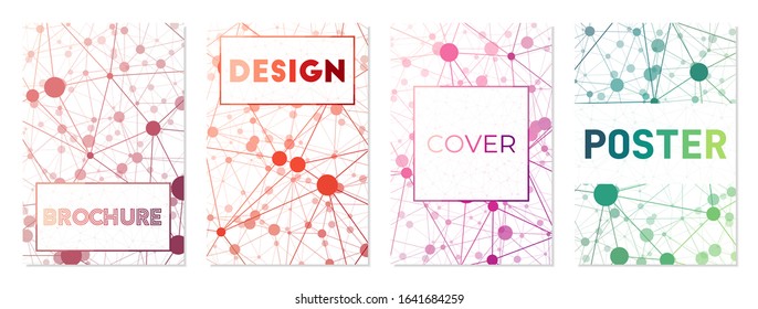Set of abstract modern cover designs. Can be used as cover, banner, flyer, poster, business card, or brochure. Attractive geometric background collection. Authentic vector illustration.