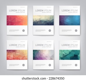 Set of abstract modern cover, report  brochure, flyer design template with geometric triangular style, clean and modern concept. Vector eps 10 