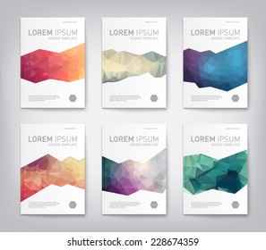 Set of abstract modern cover, report  brochure, flyer design template with geometric triangular style, clean and modern concept. Vector eps 10 