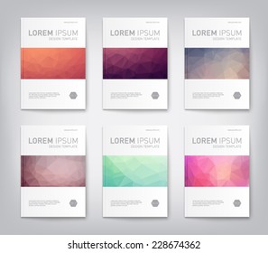 Set of abstract modern cover, report  brochure, flyer design template with geometric triangular style, clean and modern concept. Vector eps 10 