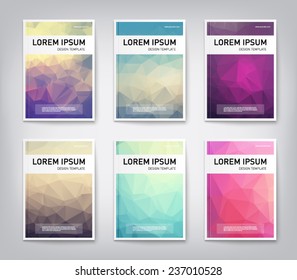 Set of abstract modern cover, report  brochure, flyer design template with geometric triangular style, clean and modern concept. Vector eps 10 