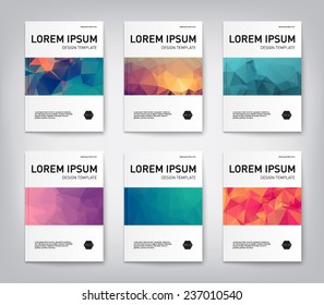 Set of abstract modern cover, report  brochure, flyer design template with geometric triangular style, clean and modern concept. Vector eps 10 