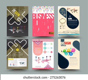 Set of abstract modern cover, report brochure, flyer design template with geometric triangular style, clean and modern concept. Vector illustration.