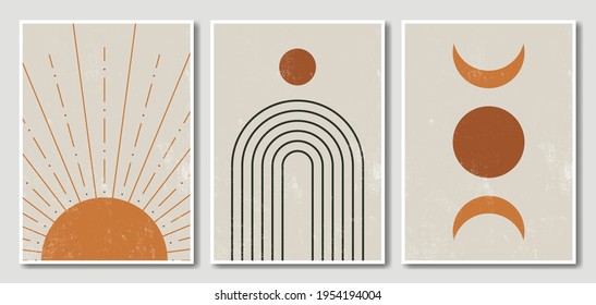 Set Vector Abstract Boho Posters Minimalist Stock Vector (Royalty Free ...