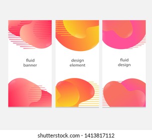 Set of abstract modern fluid banners. Gradient abstract geometric shapes with flowing liquid elements. Template for the design of a logo, flyer or presentation. Vector, EPS 10
