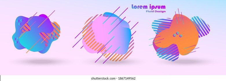 Conjunto de elementos abstractos de diseño de fluidos modernos. Formas y líneas de color dinámico. Banners abstractos degradados con formas líquidas fluidas. Plantilla para el diseño de un logotipo, volante o presentación. Vector.