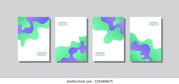 Set of abstract modern fluid wave background template with gradient purple, green. geometric liquid shapes composition. Can use for poster, flyer, brochure, social media stories, web banner. 