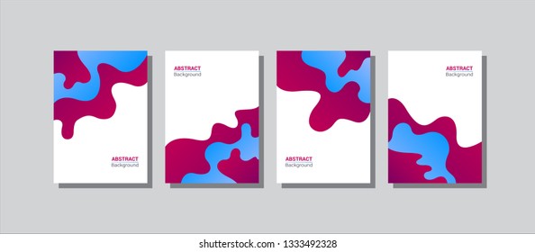Set of abstract modern fluid wave background template with gradient blue, red. geometric liquid shapes composition. Can use for poster, flyer, brochure, social media stories, web banner. 