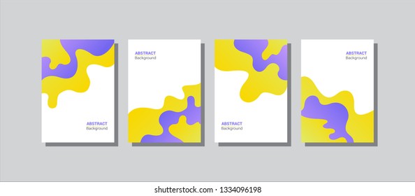 Set of abstract modern fluid wave background template with gradient purple, yellow. geometric liquid shapes composition. Can use for poster, flyer, brochure, social media stories, web banner.