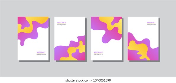Set of abstract modern fluid wave background template with gradient yellow, pink. geometric liquid shapes composition. Can use for poster, flyer, brochure, social media stories, web banner. 