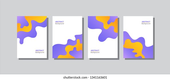 Set of abstract modern fluid wave background template with gradient purple, orange. geometric liquid shapes composition. Can use for poster, flyer, brochure, social media stories, web banner. 