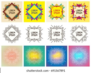 Set of abstract modern frame from geometric shapes. Vector